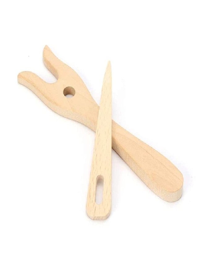 جيرن مجموعة شوكة حياكة خشبية من جيرن® مع إبرة ذات ثقب كبير، أداة حياكة يدوية لصنع الأساور والضفائر - Image 1